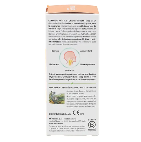 Aboca GrinTuss Pediatric Sirop Toux sèche et grasse