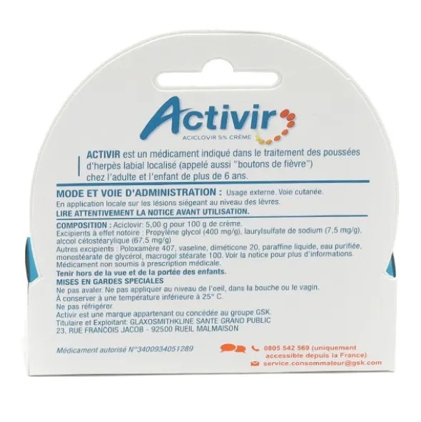 Activir 5 % crème pompe doseuse