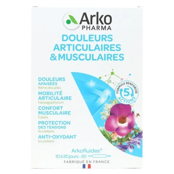 Arkofluides Douleurs articulaires et musculaires ampoules