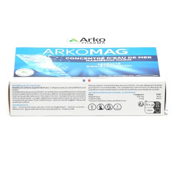 Arkomag Concentré d'eau de mer magnésium marin ampoules