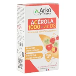 Arkopharma Acérola 1000 + Vit D3 comprimés effervescents