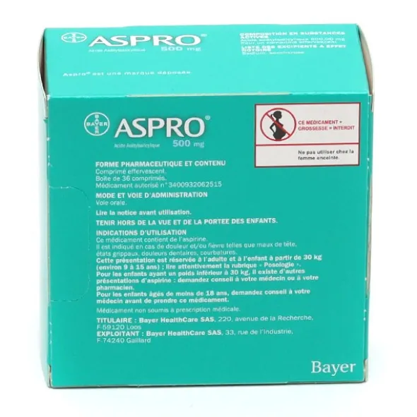 Aspro 500 mg comprimé effervescent