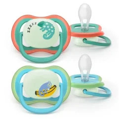 Avent Ultra Air Nightime Sucette anatomique silicone 6-18 mois