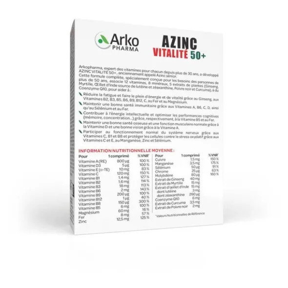 Azinc Vitalité 50+ comprimés