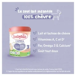 Babybio Caprea croissance lait de chèvre 3e âge bio