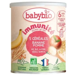 Babybio 5 céréales Immunité Banane pomme