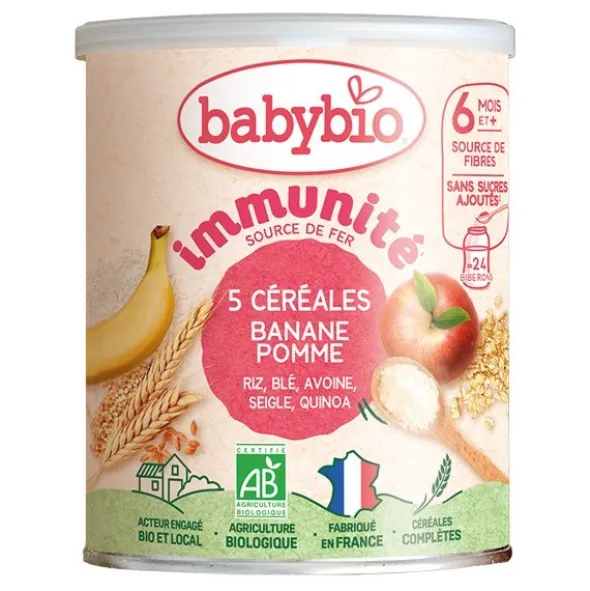 Babybio 5 céréales Immunité Banane pomme