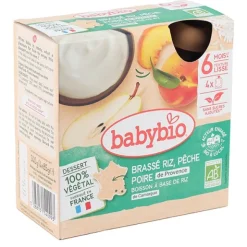 Babybio gourde Brassé Riz Pêche Poire bio