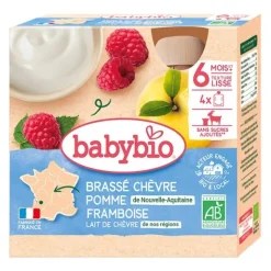 Babybio Gourdes Brassé Chèvre Pomme Framboise bio