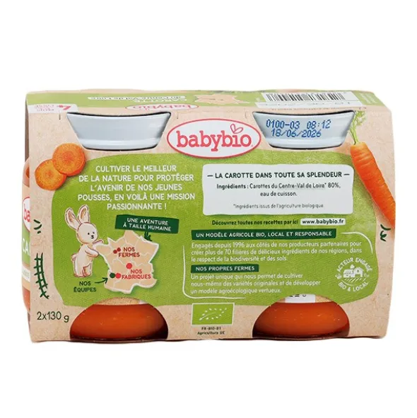 Babybio Petits pots Bébé Carotte du Centre-Val de Loire