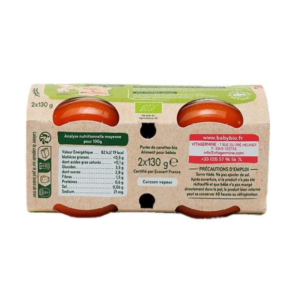 Babybio Petits pots Bébé Carotte du Centre-Val de Loire