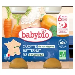 Babybio Petits pots Bébé Carotte Butternut Riz