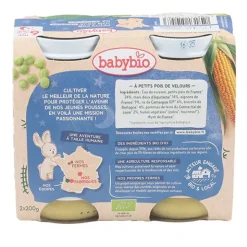 Babybio Petits pots Bébé Petits pois Maïs doux Riz bio