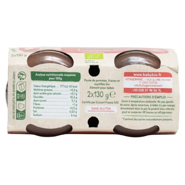 Babybio Petits Pots bébé Pomme Fraise