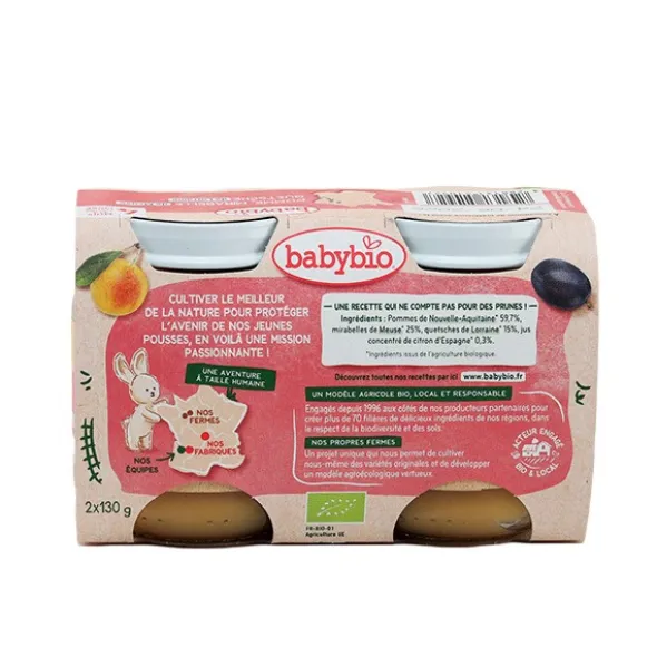 Babybio Petits Pots bébé Pomme Mirabelle Quetsche