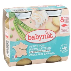 Babynat Petits pots Bébé Cabillaud Petits Pois Pomme de Terre