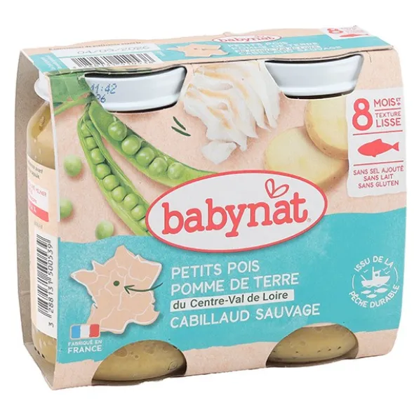 Babynat Petits pots Bébé Cabillaud Petits Pois Pomme de Terre