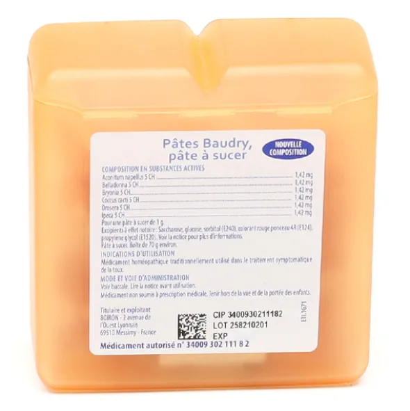Baudry pâtes homéopathiques Boiron