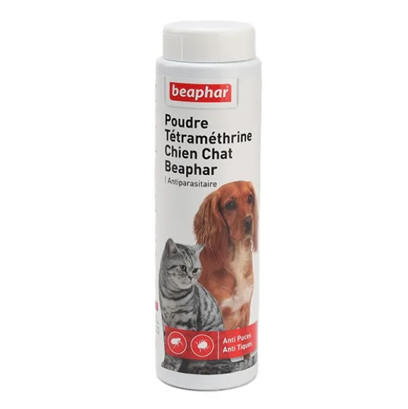 Beaphar Poudre anti-puces & anti-tiques Tétraméthrine Chien Chat