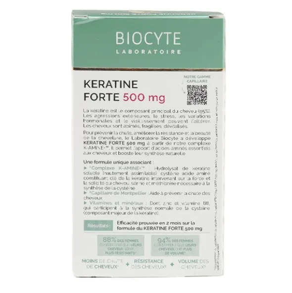 Biocyte Kératine Forte 500 mg anti-chute gélules