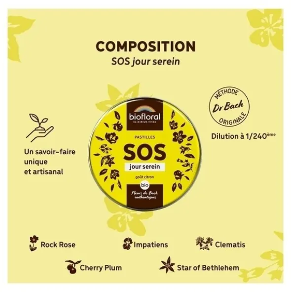 Biofloral Fleurs de Bach Pastilles Secours Jour serein bio