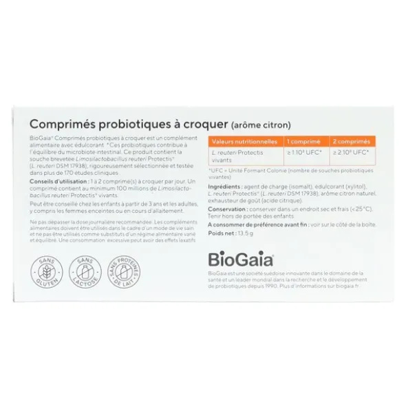Biogaia comprimés probiotiques à croquer