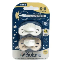 Biolane sucette silicone anatomique 0-6 mois Nuit
