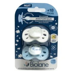 Biolane sucette silicone anatomique +18 mois Nuit