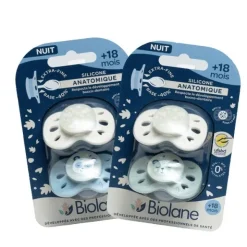 Biolane sucette silicone anatomique +18 mois Nuit