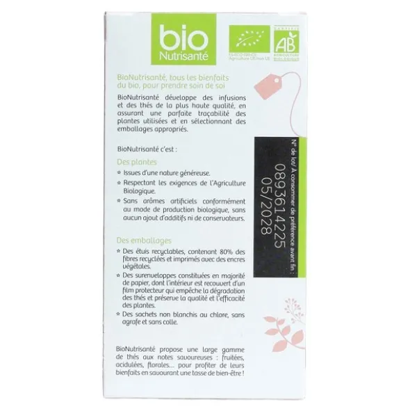 Bio Nutrisanté Thé blanc Jasmin Bien être sachets