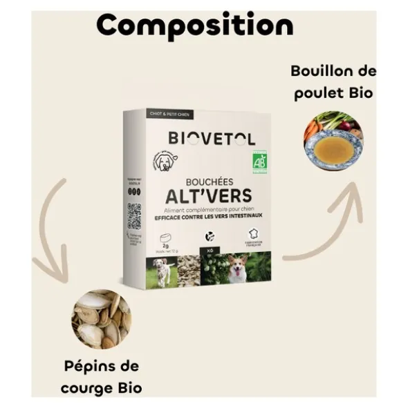 Biovetol bouchées Alt Vers Chien bio