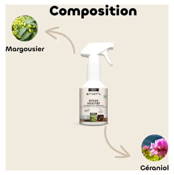 Biovetol spray habitat anti puces