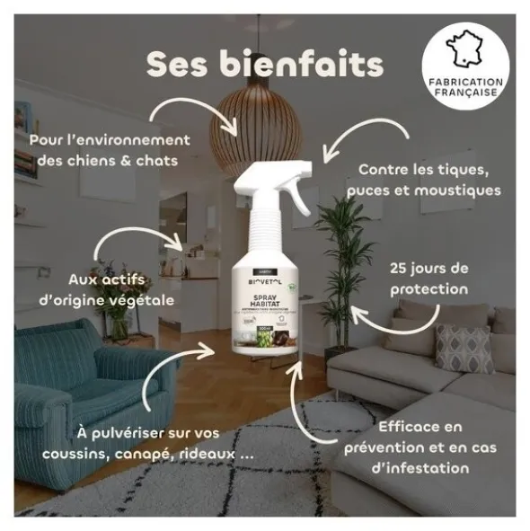 Biovetol spray habitat anti puces