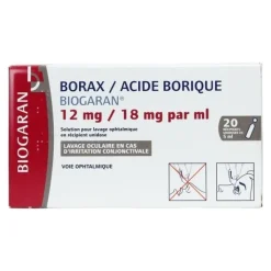 Borax Acide borique Biogaran lavage ophtalmique unidoses