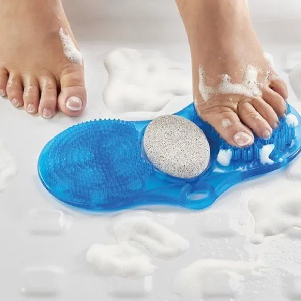 Brosse pour pieds à ventouses avec pierre ponce