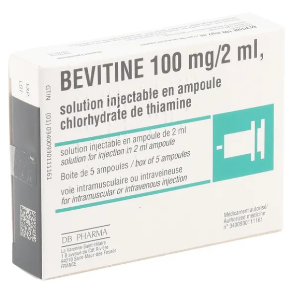 Bévitine 100 mg/2 ml solution injectable ampoules