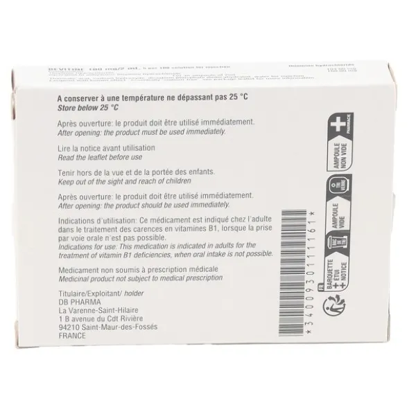 Bévitine 100 mg/2 ml solution injectable ampoules