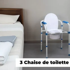 Cadre de toilette pliant Blue Steel 3 en 1