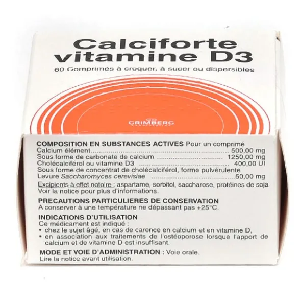 Calciforte vitamine D3 comprimés