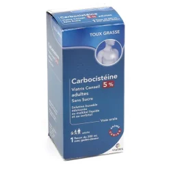 Carbocisteine 5 % sirop toux grasse sans sucre Adulte Viatris