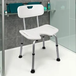Chaise de douche avec poignées découpées