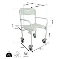 Chaise de douche pliable à roulettes Tobago