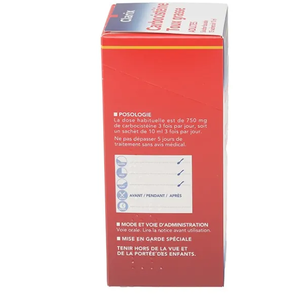 Clarix Toux grasse Carbocistéine 750 mg stick sans sucre