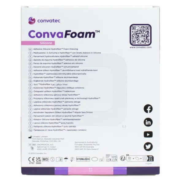 ConvaFoam carré pansement hydrocellulaire siliconé adhésif