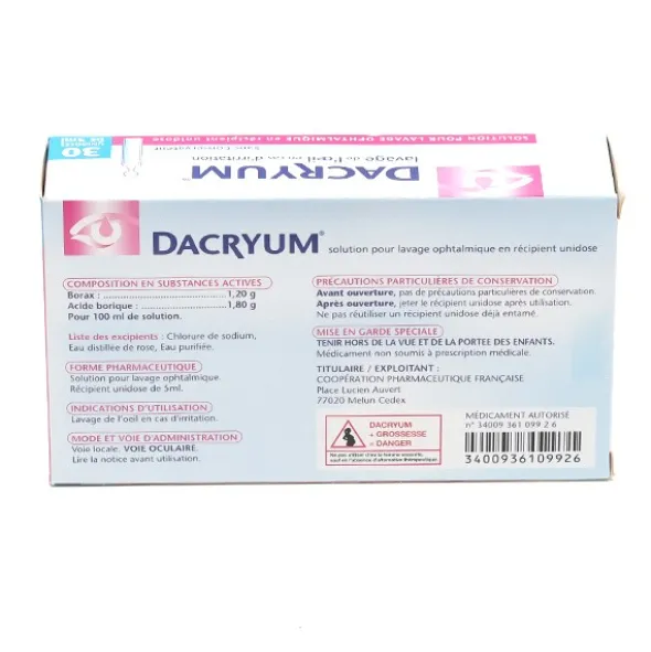 Dacryum solution pour lavage oculaire unidose
