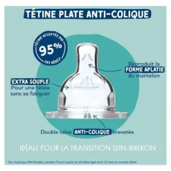 Dodie Biberon verre Tétine plate