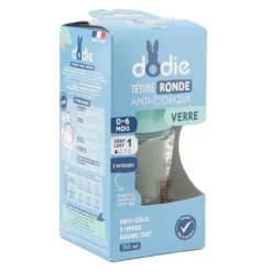 Dodie Biberon verre Tétine ronde Débit lent 150 ml