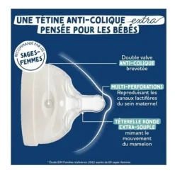 Dodie extra Biberon anti colique tétine multi perforée
