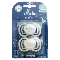 Dodie extra sucette anatomique silicone Jour Nuit +6 mois