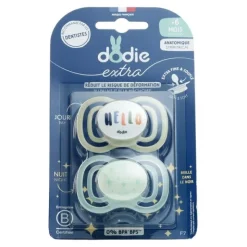 Dodie extra sucette anatomique silicone Jour Nuit +6 mois